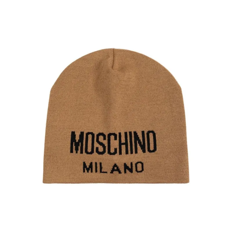 MOSCHINO Intarsia Knit-logo Beanie-0