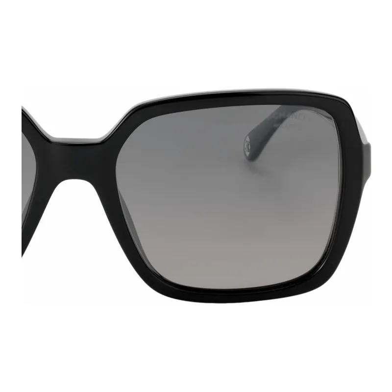 CHANEL Plate Frame Irregular Shape Sunglasses Unisex Black-3