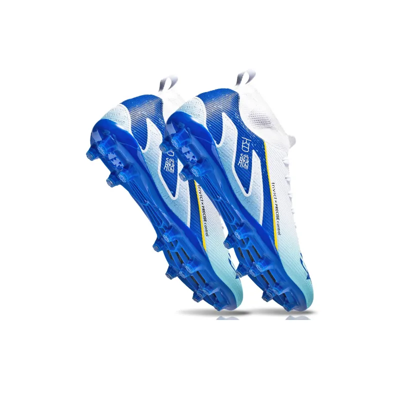 TriVict Win A Hundred Battles And Win A Hundred Victories. Soccer Shoes Unisex Mid Top White/Pink/Aqua/Blue-23