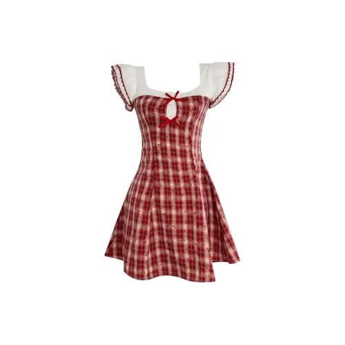 LEMON FAIRY Short-Sleeved Dresses Women's Red