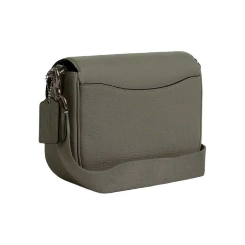 COACH Amelia Pebbled Leather Shoulder Bag Crossbody Bag Medium Size Women's Gunmetal & Military Green-1