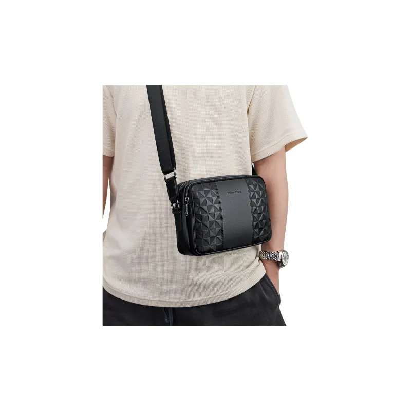 WilliamPOLO Cow Leather Shoulder Bag Men's Black-10