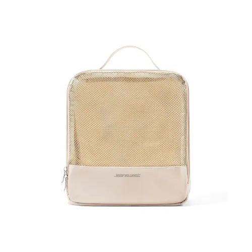 JEANSWEST Fabric Toiletry Bag Makeup Bag Storage Bag Handbag Women's Beige