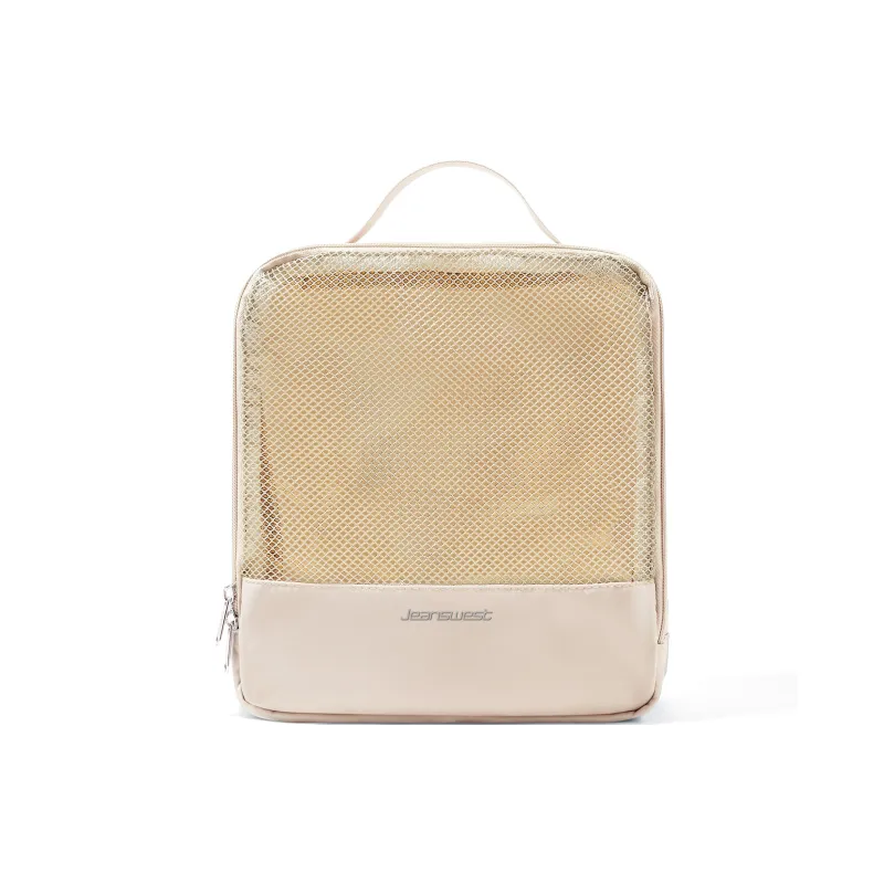 JEANSWEST Fabric Toiletry Bag Makeup Bag Storage Bag Handbag Women's Beige-0