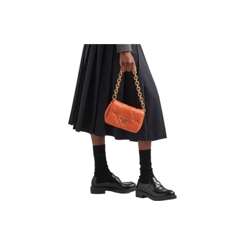 PRADA Leather Portable Crossbody Bag Shoulder Bag Women's Orange-4