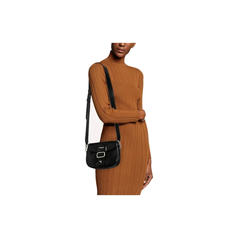 Furla Urania Cow Leather Crossbody Bag Mini Women's Black-2