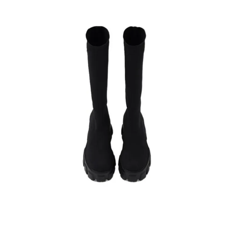 PRADA Monolith Knee-High Boots 5.5cm Women's Black-3