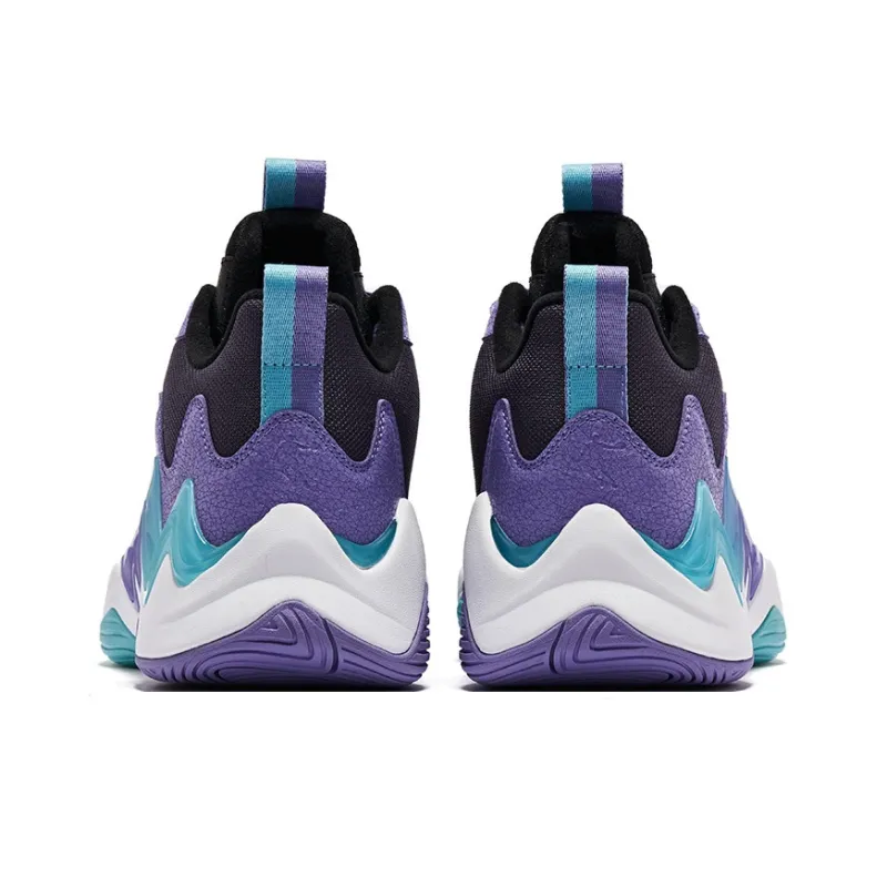 QIAODAN Cushioned Wear Resistant Warm Low Top Basketball Shoes Men's Black Purple-4