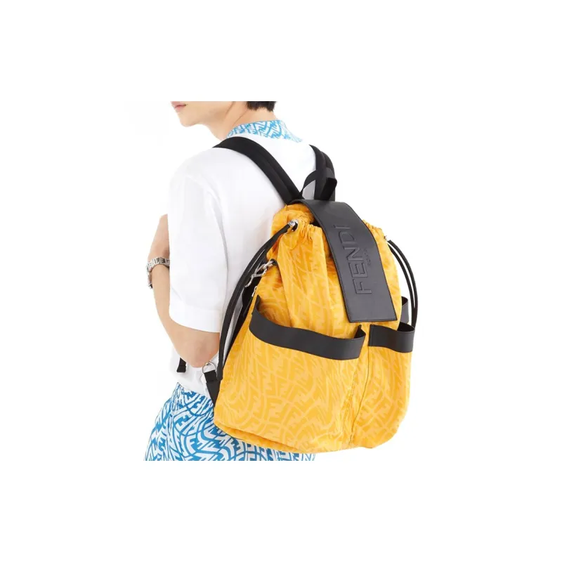 FENDI Canvas Backpack Men's Yellow-5