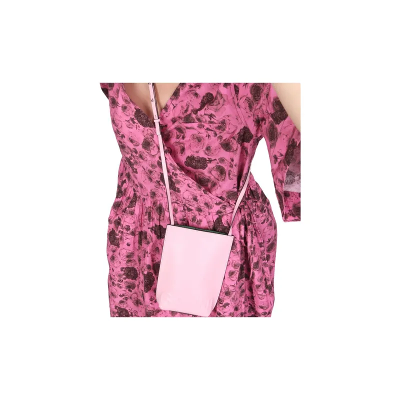 GANNI Recycled Leather Bonded Polyester Shoulder Bag Women's Pink-7