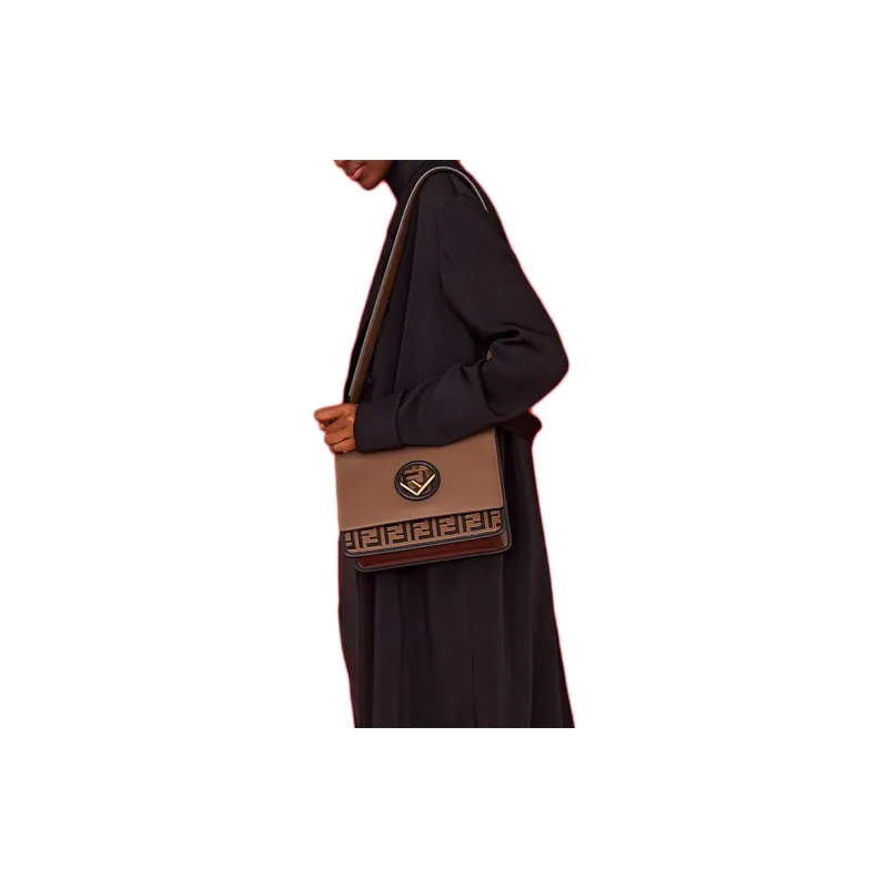 FENDI Kan I Cow Leather Crossbody Handbag Shoulder Bag Women's Chocolate-6