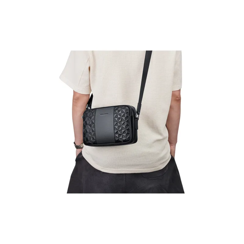 WilliamPOLO Cow Leather Shoulder Bag Men's Black-8