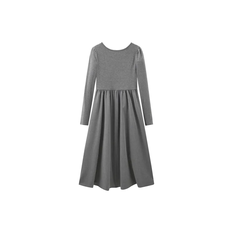 PEACEBIRD Long Sleeved Dress Women's Gray-1