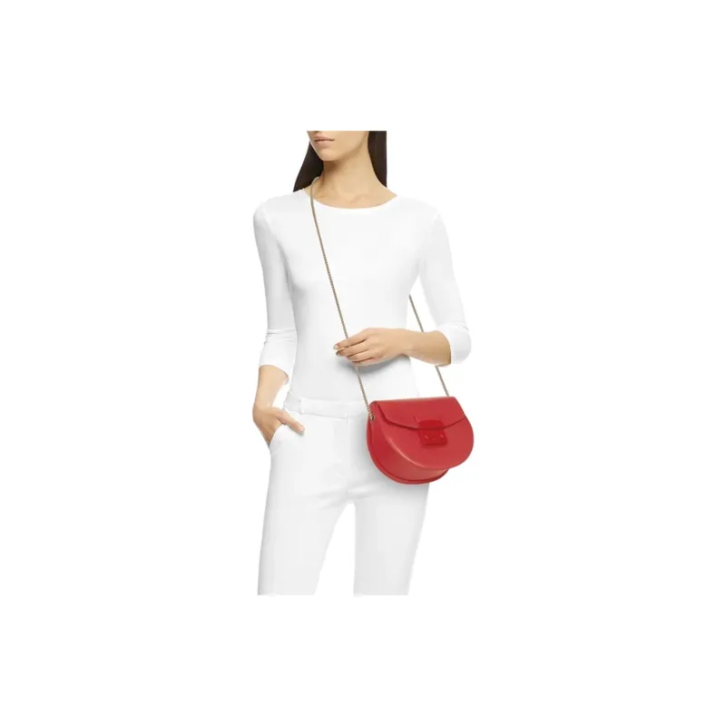 Furla Cow Leather Crossbody Bag Mini Women's Red-4