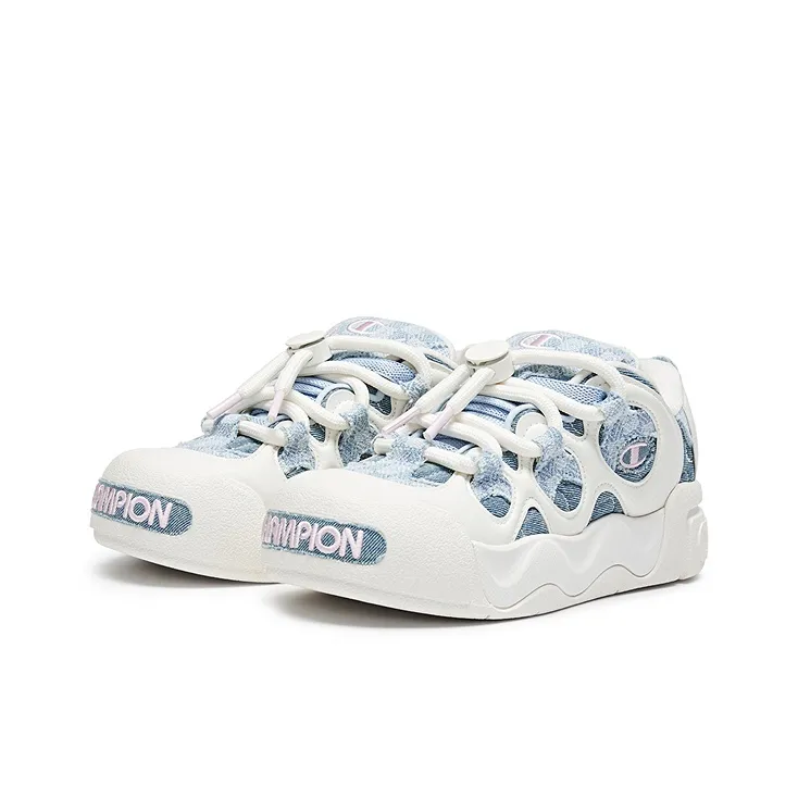 Champion Puffed Donut Low-Top Skateboard Shoes Women's Light Blue-2