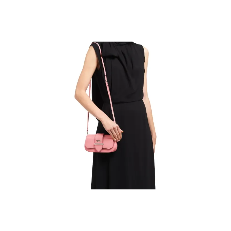 PRADA Sidonie Calfskin Shoulder Bag, Crossbody Bag Women's Pink-4