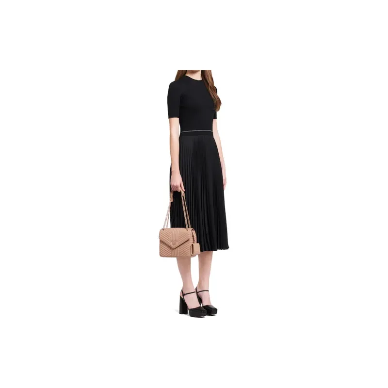 PRADA Diagramme Cow Leather Shoulder Bag Women's Nude Pink-3