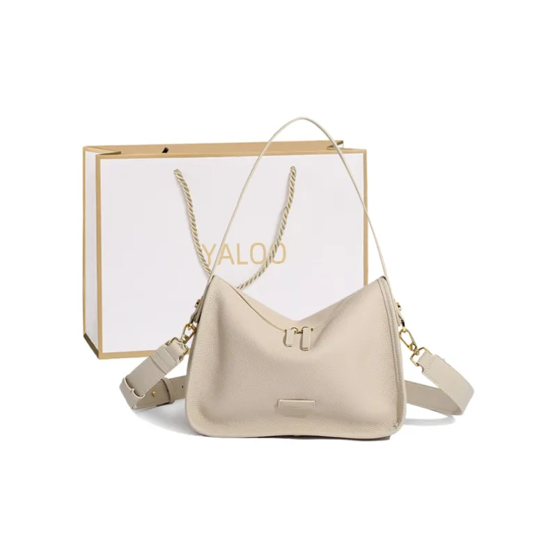 Yalu Cow Leather Underarm Handbag, Shoulder Bag Women's White/Black/Premium Gray-0