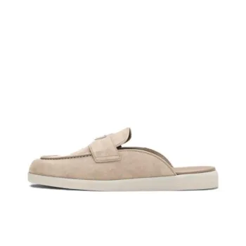 PRADA Slip Resistant Closed Toe Slippers Men's Sand Beige Yellow