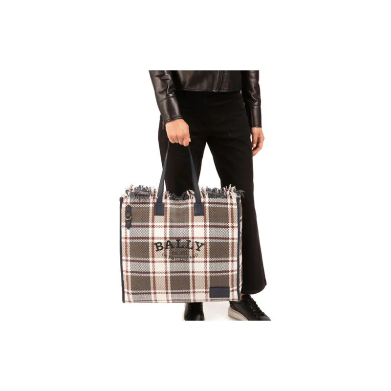BALLY Sheepskin Tote Bag, Shopping Bag, Handbag Regular Women's Black & White-3