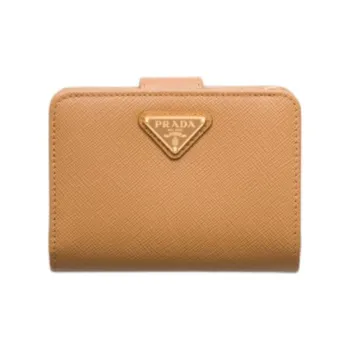 PRADA Saffiano Leather Wallet Small Size Women's Natural