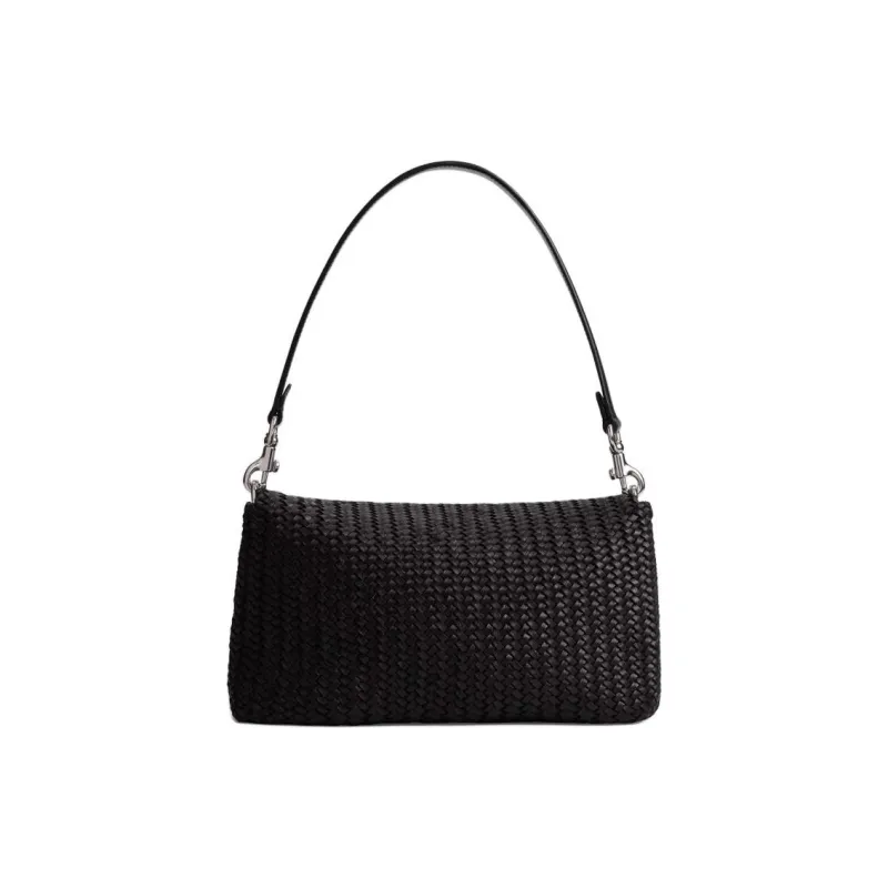 COACH Soft Tabby Woven Leather Portable Crossbody Bag, Shoulder Bag Women's Black-2