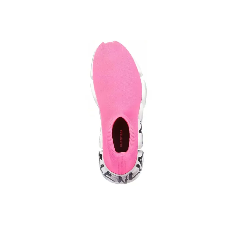 Balenciaga Speed 2.0 Graffiti Recycled Knit Fluo Pink Women's-2