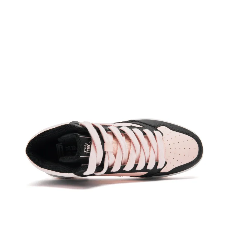 QIAODAN Skateboard Shoes Women's High Top Black Seashell Pink-3