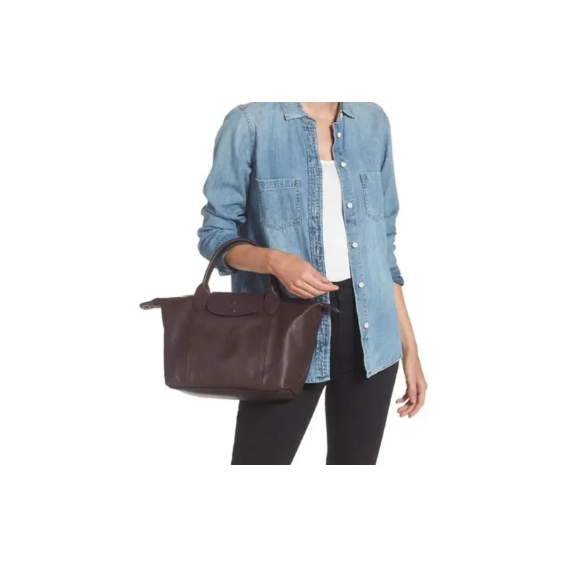 LONGCHAMP Le Pliage Cuir Sheepskin Dumpling Bag Shoulder Bag Crossbody Bag Handbag Regular Women's Burgundy-4