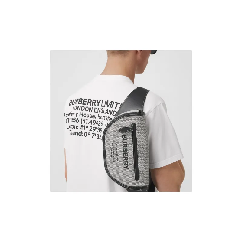 Burberry OlympiaHorseferry Canvas Ellenia Half-Moon Bag Shoulder Bag Crossbody Bag Fanny Pack Sling Bag Men's Black-7