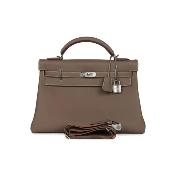HERMES Togo Calfskin Shoulder Bag, Crossbody Bag, Handbag Regular Men's 18 Etoupe Elephant Gray