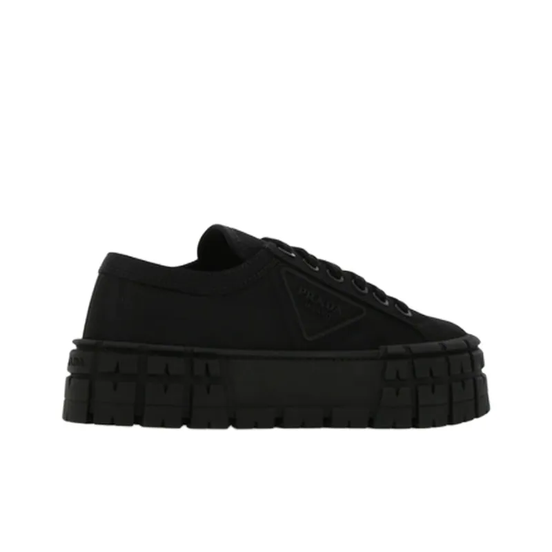 PRADA Women's Gabardine Wheel Platform 'Triple Black'-3