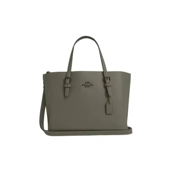 COACH Mollie Double Sided Leather Tote Bag, Shopping Bag, Handbag Medium Size Women's Army Green