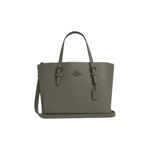 COACH Mollie Double-Sided Leather Tote Bag Shopping Bag Handbag Medium Size Women's Army Green