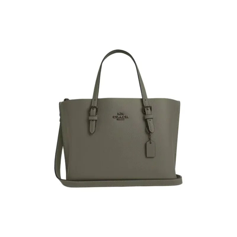 COACH Mollie Double Sided Leather Tote Bag, Shopping Bag, Handbag Medium Size Women's Army Green-0