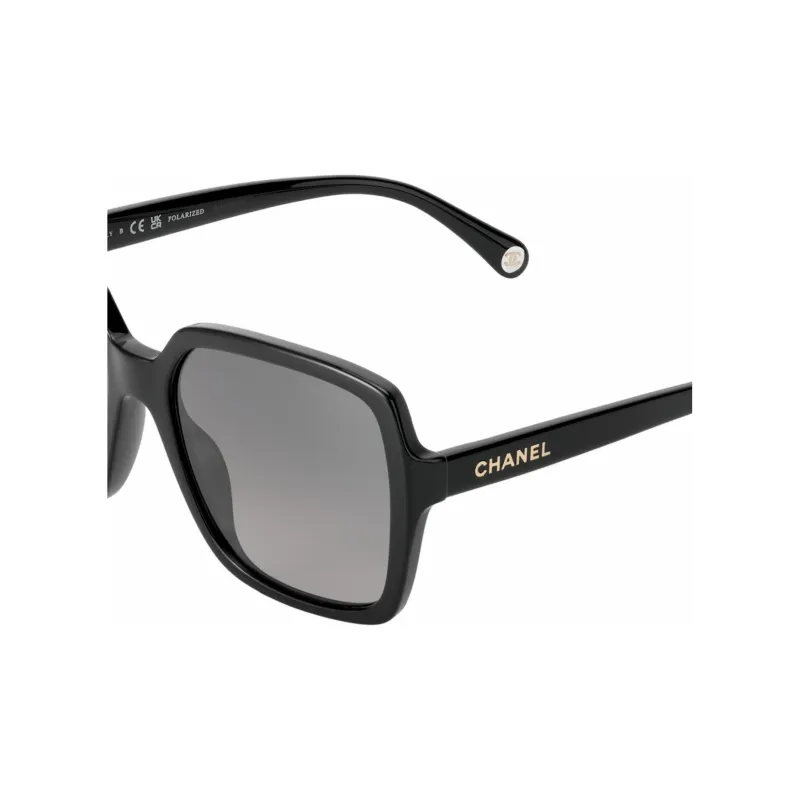 CHANEL Plate Frame Irregular Shape Sunglasses Unisex Black-4