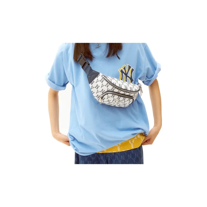MLB Monogram Collection Nylon Fanny Pack Shoulder Bag Crossbody Bag Regular Unisex White Blue-7