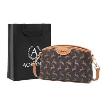 AOKANG PVC Small Square Bag Shoulder Bag Shoulder Bag Small Size Women's Cocoa Coffee/Nut Apricot
