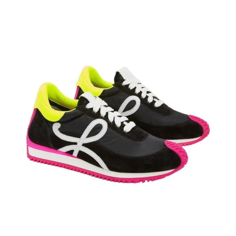 LOEWE Flow Runner Cushioned Anti-Slip And Wear-Resistant Lightweight Low-Top Casual Shoes Men's Black White Red-2