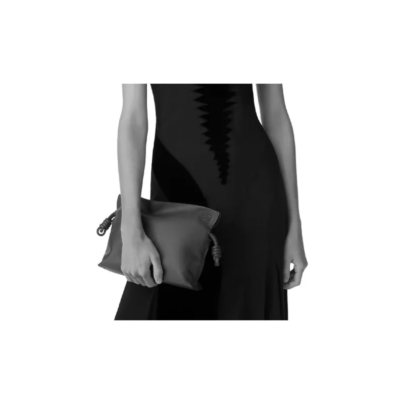 LOEWE Flamenco Nappa Cow Leather Shoulder Bag, Crossbody Bag, Clutch Mini Women's Gray-5