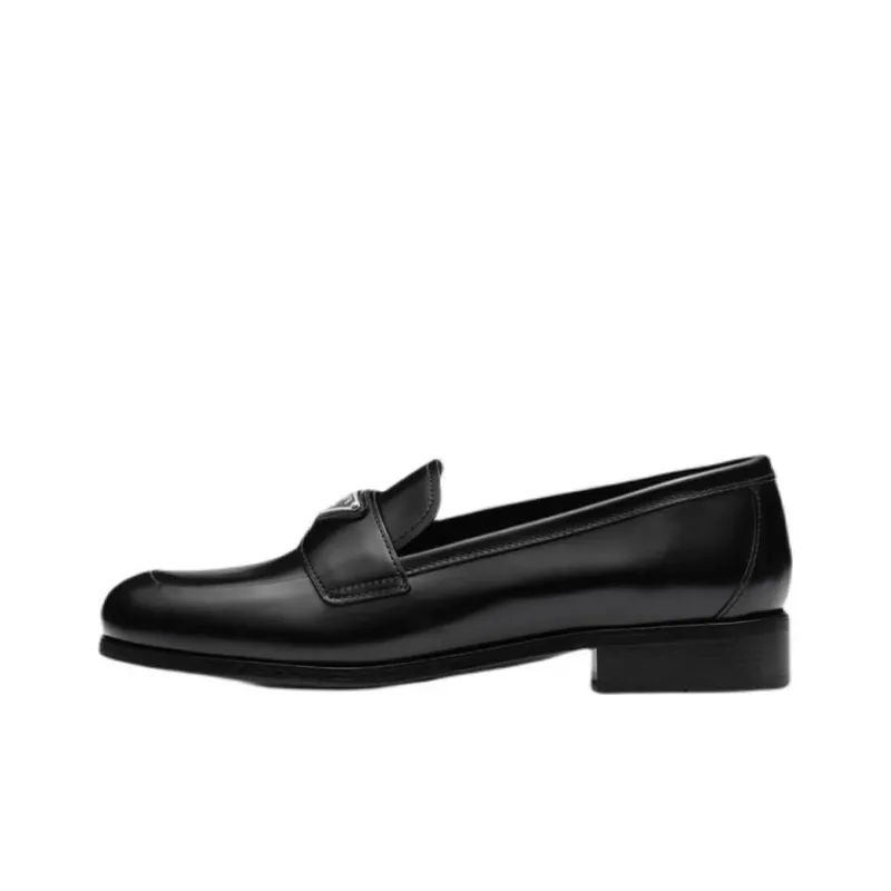 PRADA Bushed Leather Loafers 'Black' Women's-0