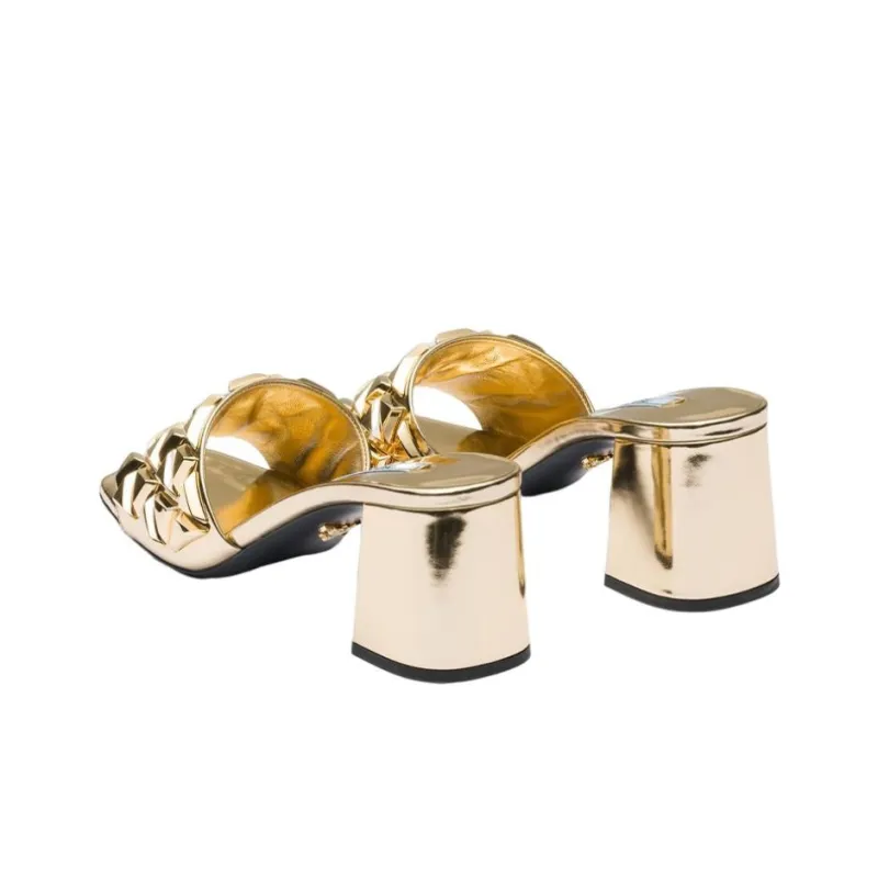 PRADA Stylish Sandal 6.5cm Women's Gold-4