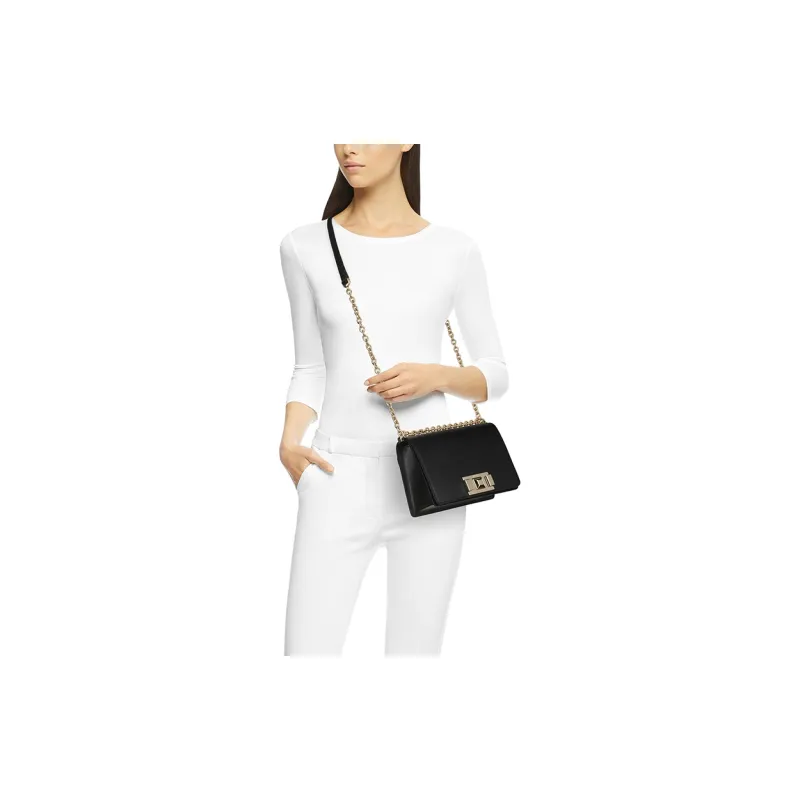 Furla Mimi Collection Cow Leather Shoulder Bag, Crossbody Bag Mini Women's Black-4