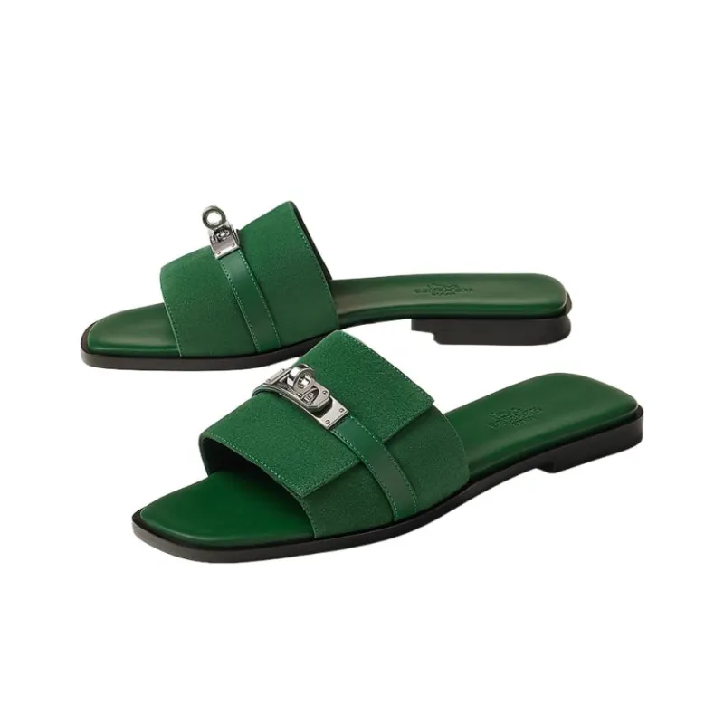 HERMES Giulia Slip Resistant Slide Slippers Women's Green-2