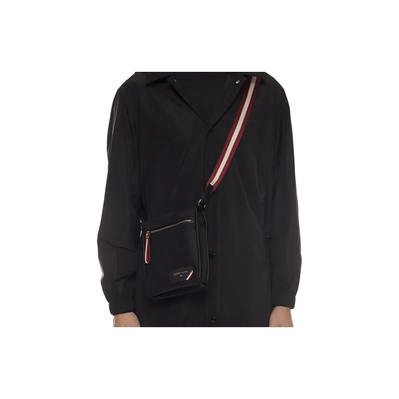 BALLY Nylon Fabric Crossbody Bag, Commute Bag, Shoulder Bag Men's Black-4