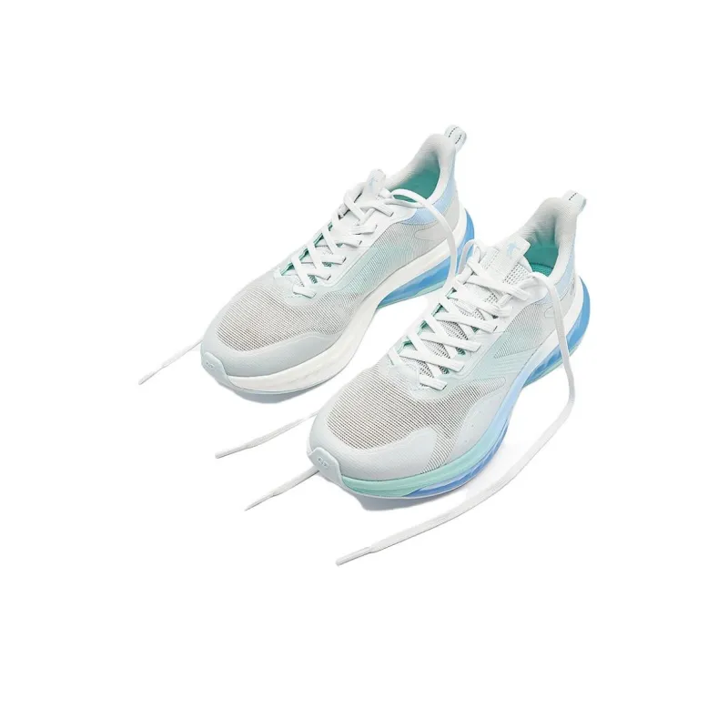 QIAODAN Anti Slip And Wear Resistant Breathable Low Top Casual Running Shoes Men's White Blue-3