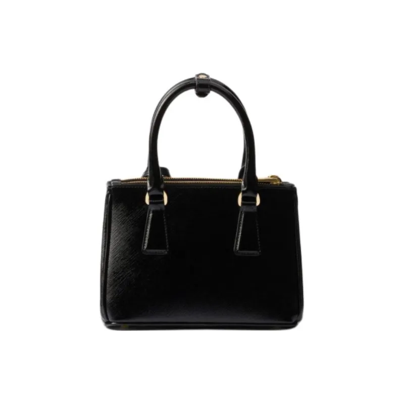 PRADA Patent Leather Shoulder Bag Crossbody Bag Handbag Mini Women's Black-2