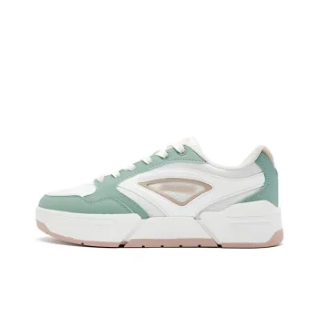 QIAODAN Anti Slip Wear Resistant Low Top Skateboard Shoes Women's Ivory Green Bean Color