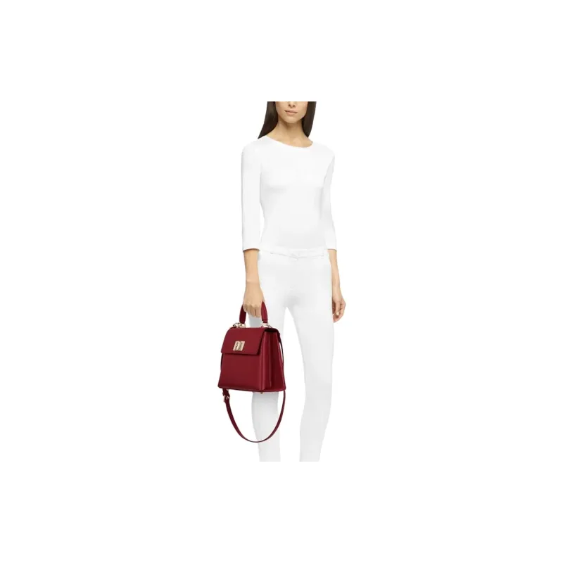 Furla Cow Leather Handbag Small Size Women's Burgundy-2