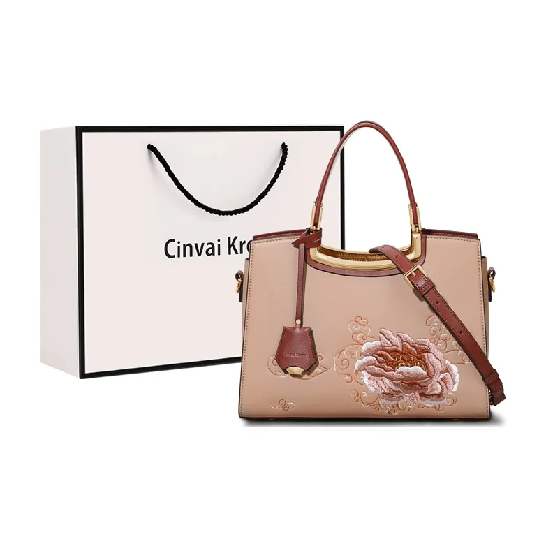 CinvaiKrose Synthetic Leather Shoulder Bag Crossbody Bag Handbag Medium Size Women's Cream White/Guizhi Red-5